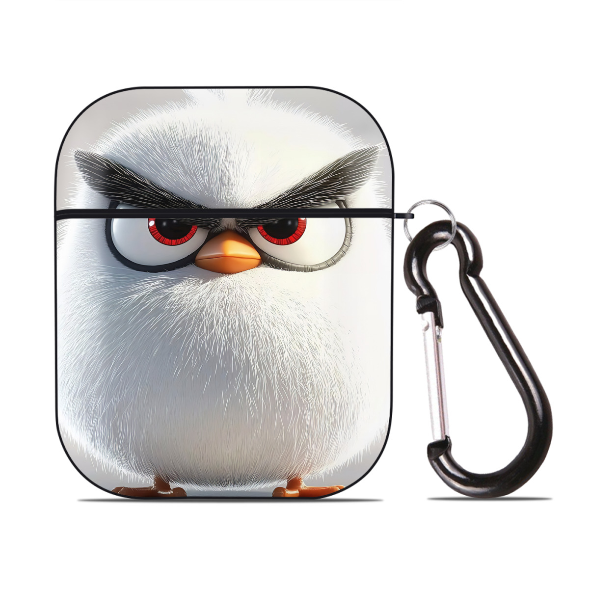 （画像用） Angry Birds アングリーバード AirPods 第2世代保護ケース ハードシェル ブラック 耐衝撃・防指紋・カラビナ付き