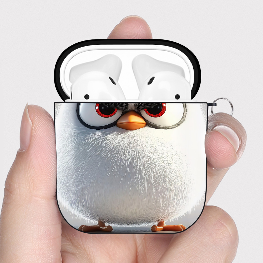（画像用） Angry Birds アングリーバード AirPods 第2世代保護ケース ハードシェル ブラック 耐衝撃・防指紋・カラビナ付き