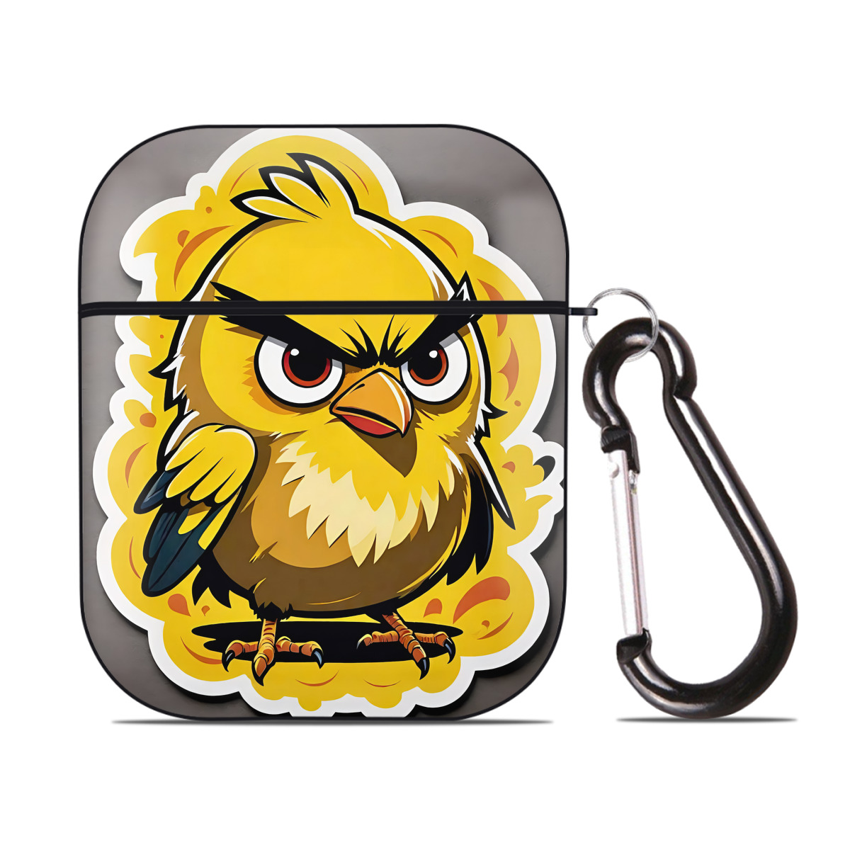 （画像用） Angry Birds アングリーバード AirPods 第2世代保護ケース ハードシェル ブラック 耐衝撃・防指紋・カラビナ付き
