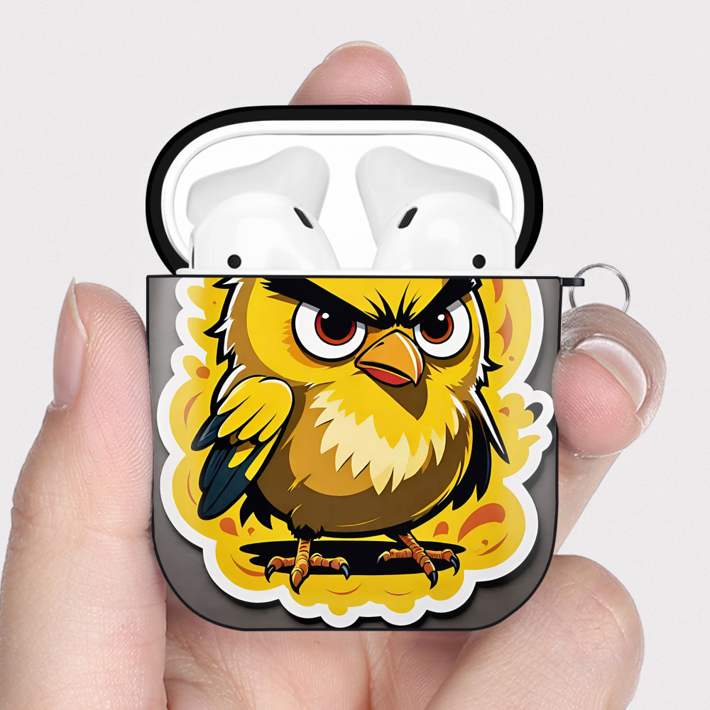 （画像用） Angry Birds アングリーバード AirPods 第2世代保護ケース ハードシェル ブラック 耐衝撃・防指紋・カラビナ付き