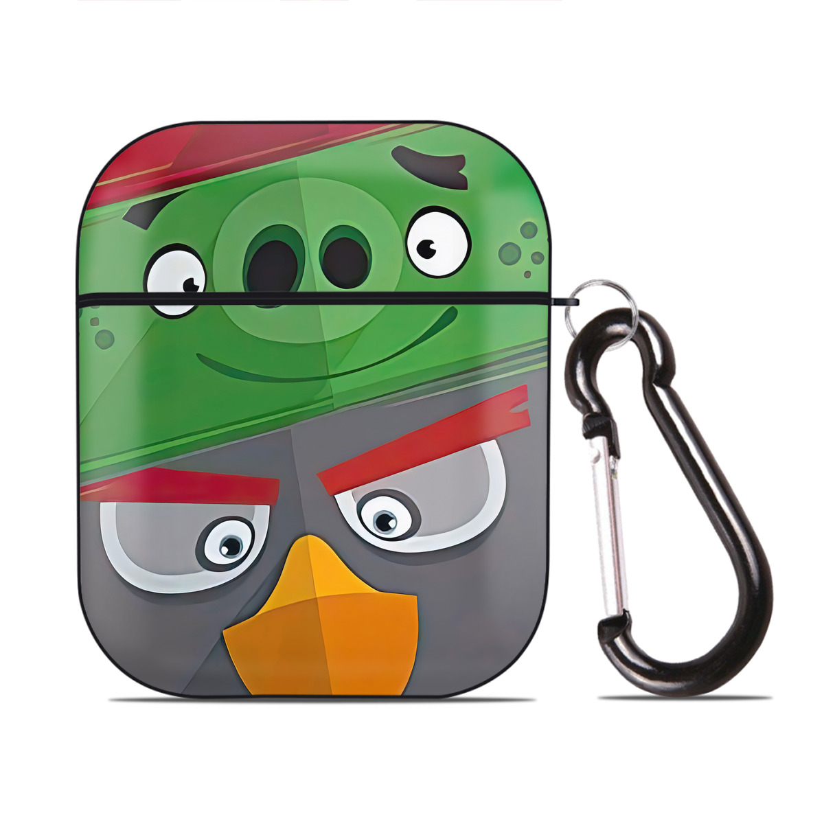 （画像用） Angry Birds アングリーバード AirPods 第2世代保護ケース ハードシェル ブラック 耐衝撃・防指紋・カラビナ付き