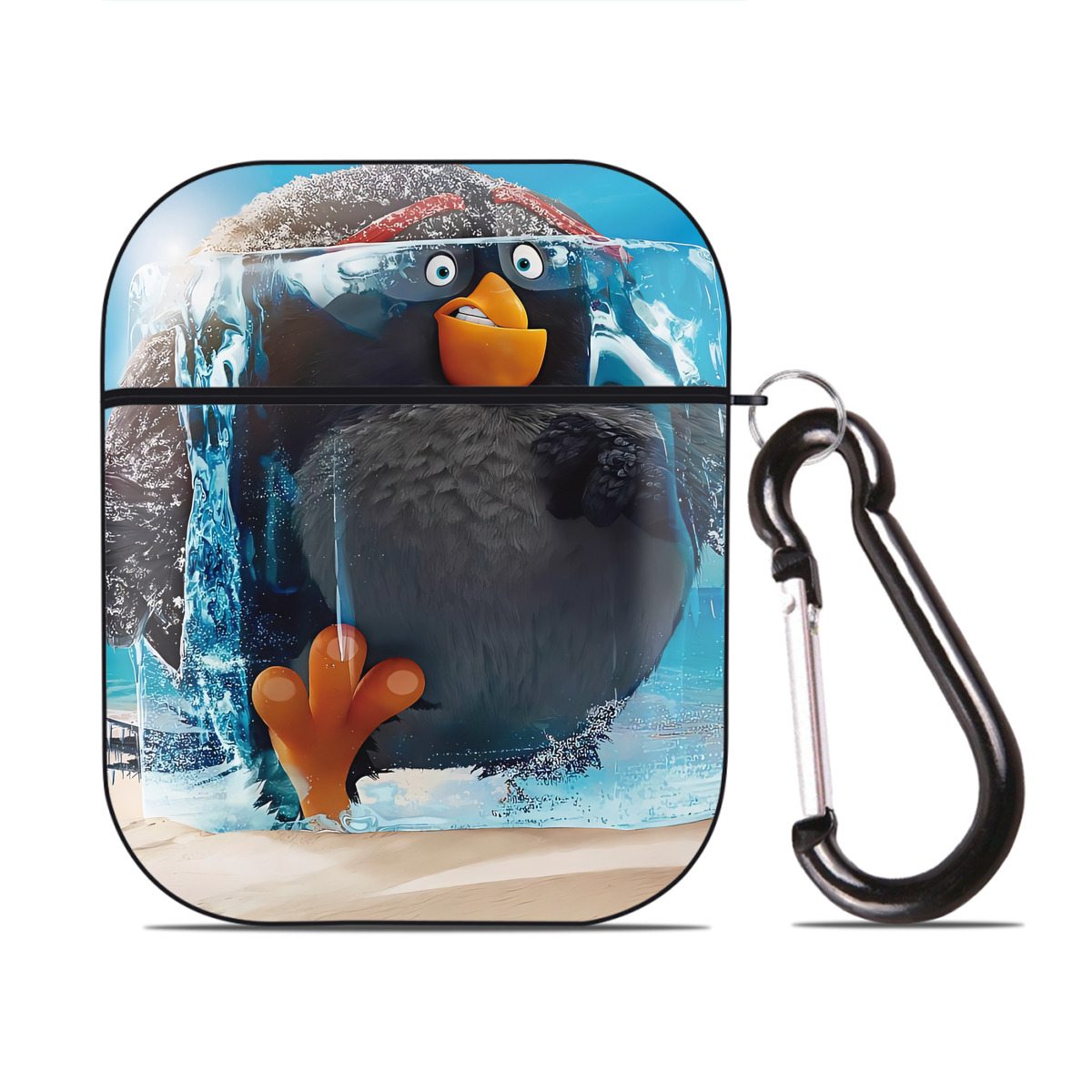（画像用） Angry Birds アングリーバード AirPods 第2世代保護ケース ハードシェル ブラック 耐衝撃・防指紋・カラビナ付き