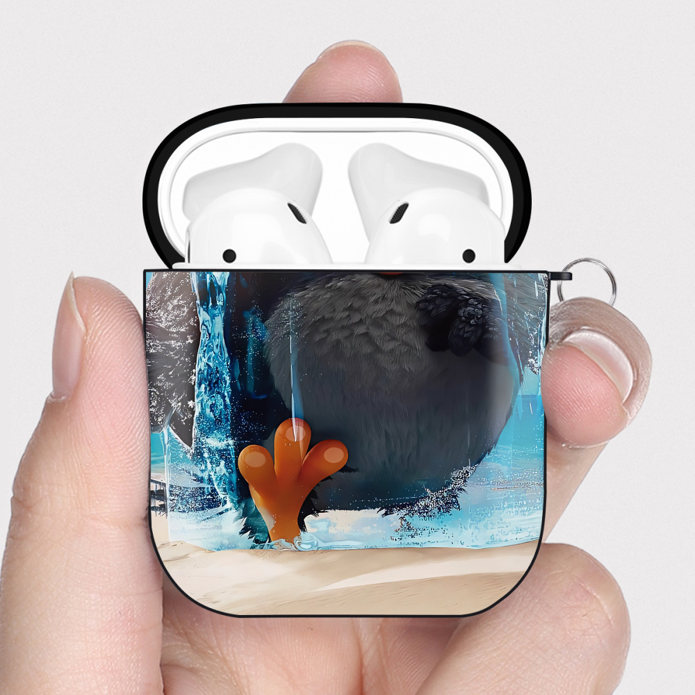 （画像用） Angry Birds アングリーバード AirPods 第2世代保護ケース ハードシェル ブラック 耐衝撃・防指紋・カラビナ付き