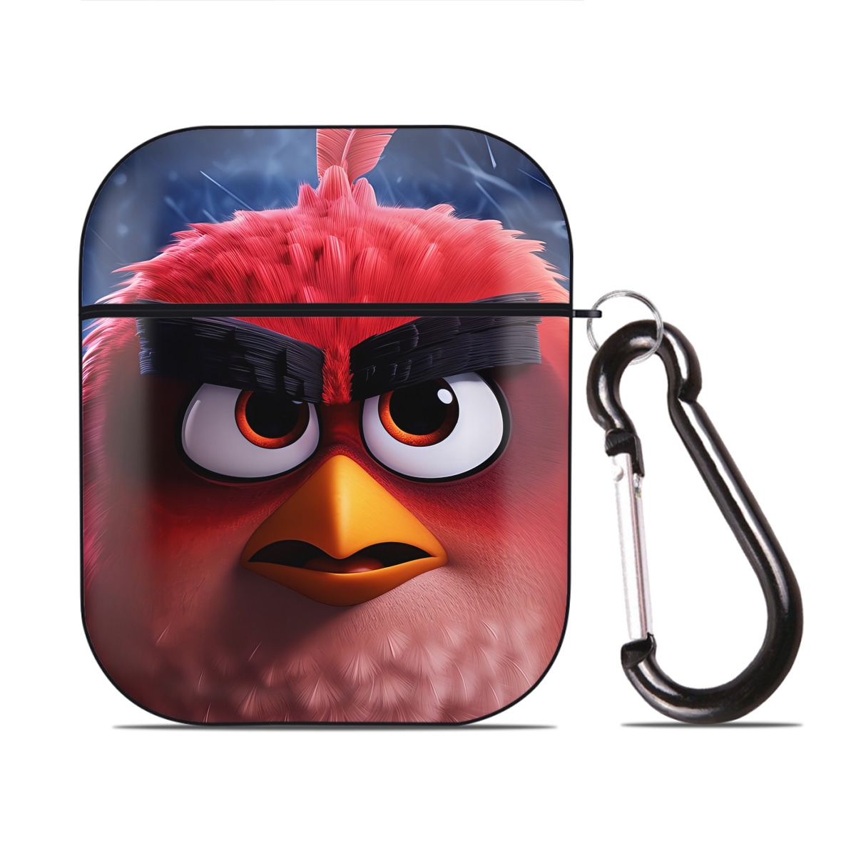 （画像用） Angry Birds アングリーバード AirPods 第2世代保護ケース ハードシェル ブラック 耐衝撃・防指紋・カラビナ付き