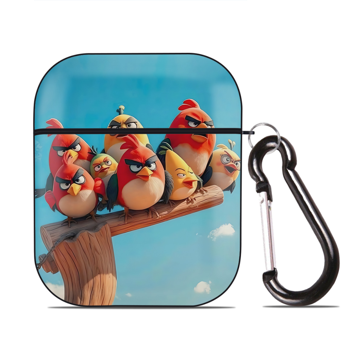 （画像用） Angry Birds アングリーバード AirPods 第2世代保護ケース ハードシェル ブラック 耐衝撃・防指紋・カラビナ付き
