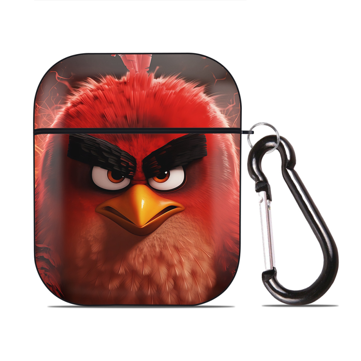 （画像用） Angry Birds アングリーバード AirPods 第2世代保護ケース ハードシェル ブラック 耐衝撃・防指紋・カラビナ付き