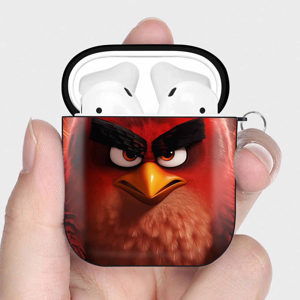 （画像用） Angry Birds アングリーバード AirPods 第2世代保護ケース ハードシェル ブラック 耐衝撃・防指紋・カラビナ付き