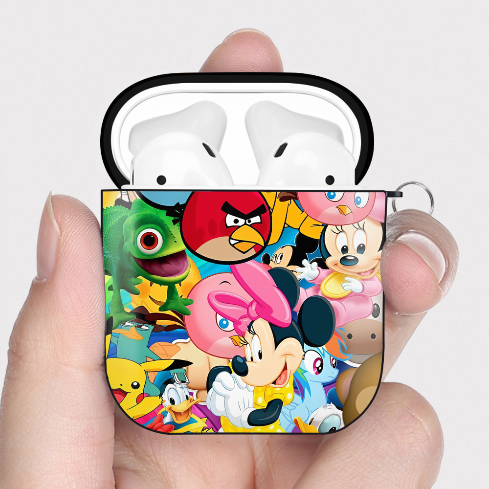 （画像用） Angry Birds アングリーバード AirPods 第2世代保護ケース ハードシェル ブラック 耐衝撃・防指紋・カラビナ付き