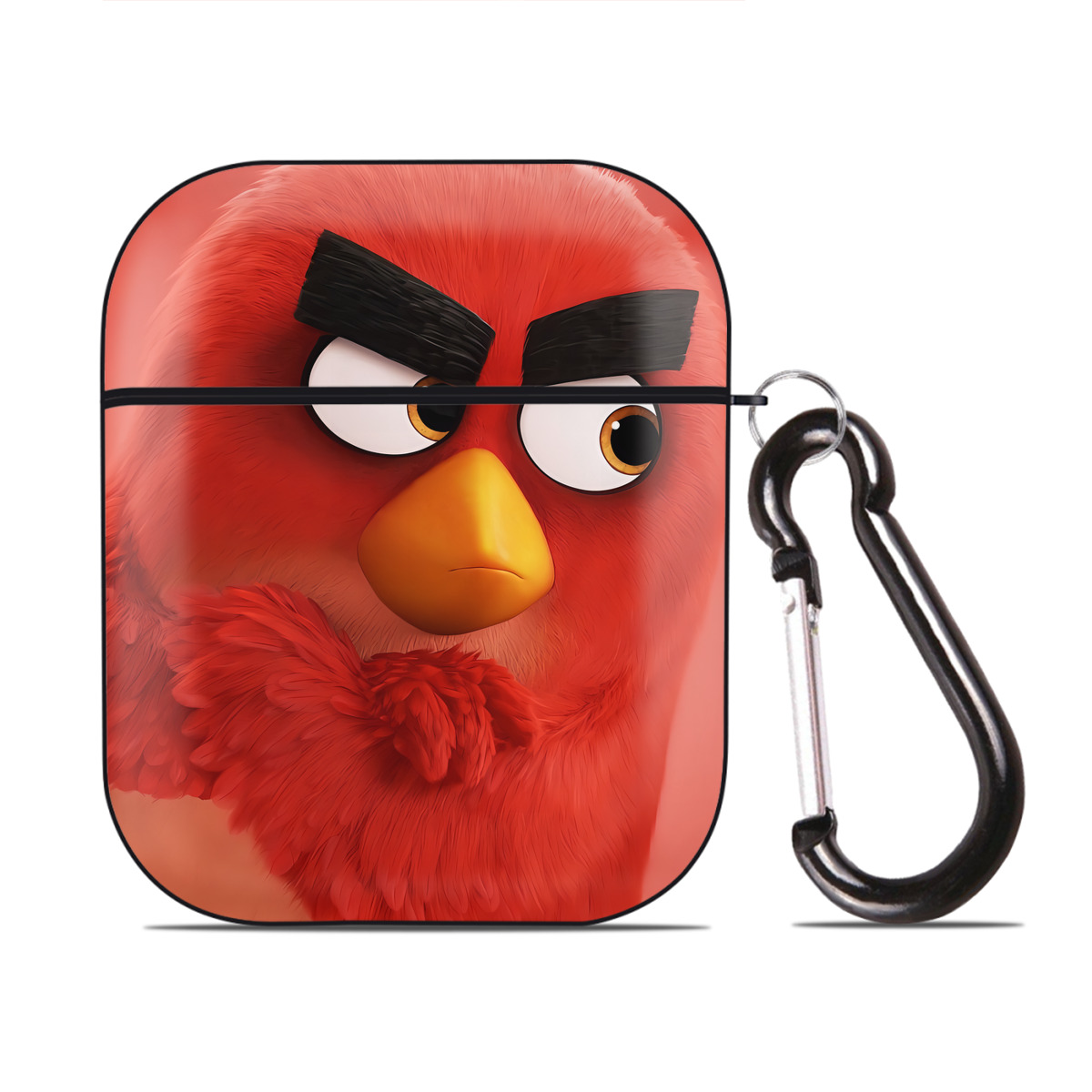 （画像用） Angry Birds アングリーバード AirPods 第2世代保護ケース ハードシェル ブラック 耐衝撃・防指紋・カラビナ付き
