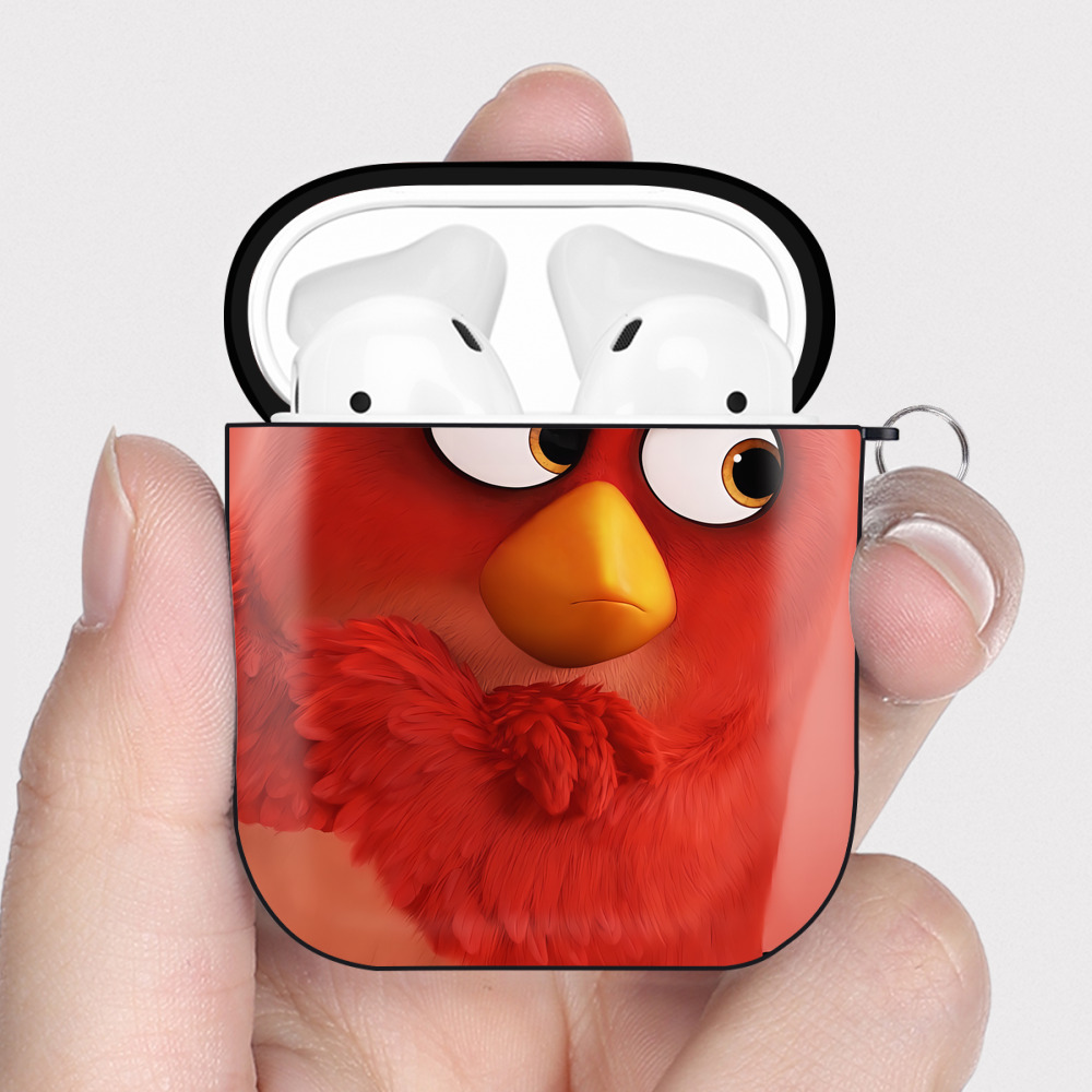 （画像用） Angry Birds アングリーバード AirPods 第2世代保護ケース ハードシェル ブラック 耐衝撃・防指紋・カラビナ付き