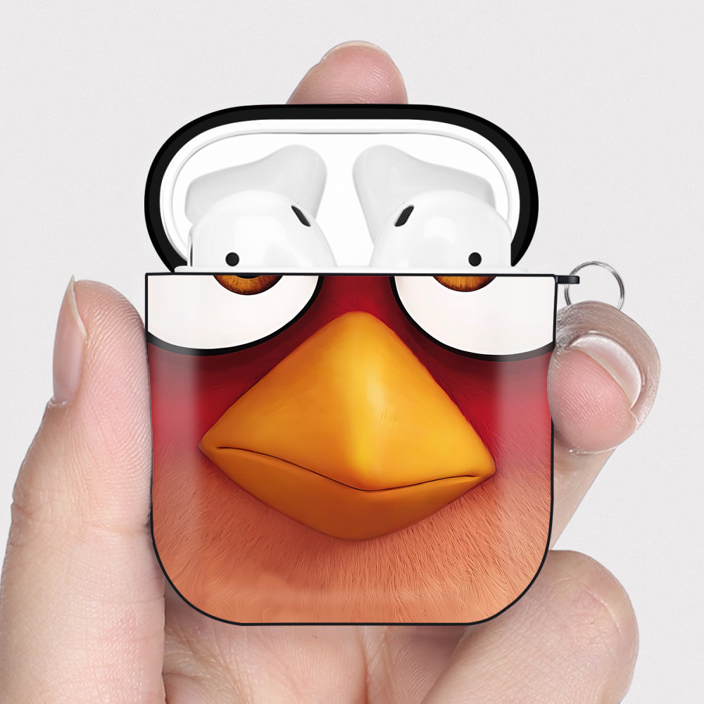 （画像用） Angry Birds アングリーバード AirPods 第2世代保護ケース ハードシェル ブラック 耐衝撃・防指紋・カラビナ付き