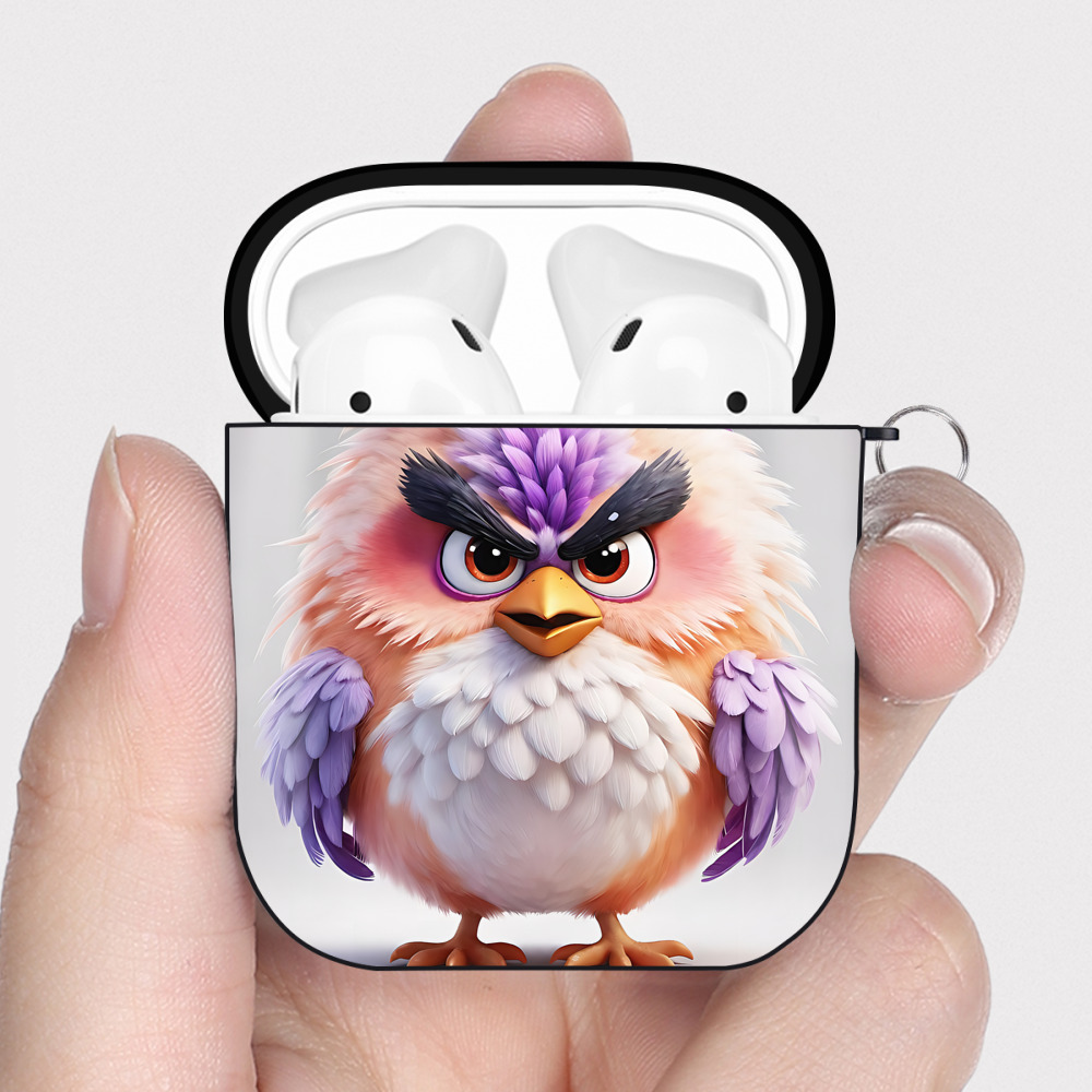 （画像用） Angry Birds アングリーバード AirPods 第2世代保護ケース ハードシェル ブラック 耐衝撃・防指紋・カラビナ付き