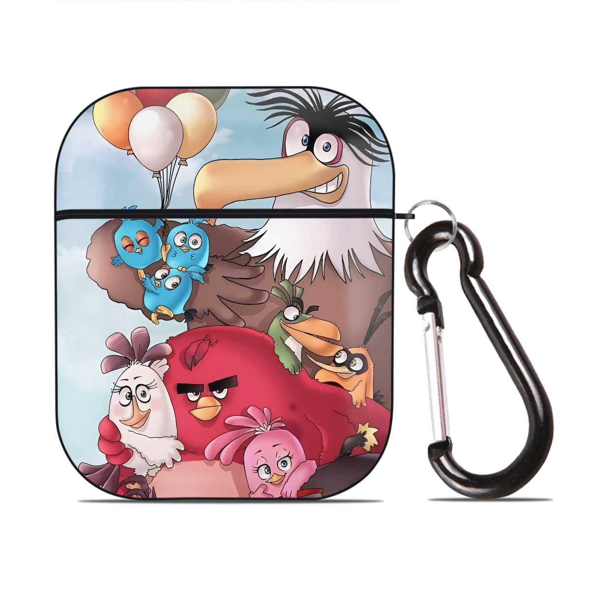 （画像用） Angry Birds アングリーバード AirPods 第2世代保護ケース ハードシェル ブラック 耐衝撃・防指紋・カラビナ付き