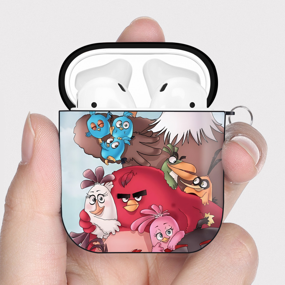 （画像用） Angry Birds アングリーバード AirPods 第2世代保護ケース ハードシェル ブラック 耐衝撃・防指紋・カラビナ付き
