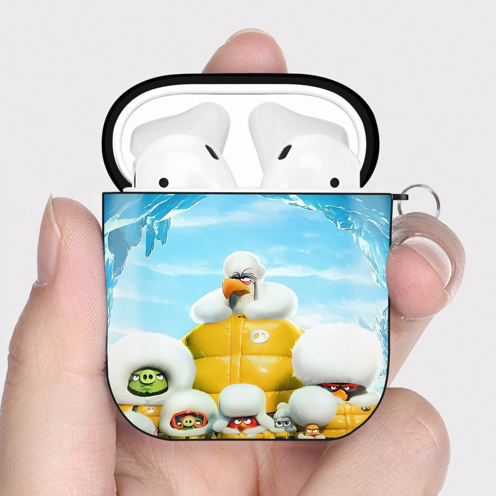 （画像用） Angry Birds アングリーバード AirPods 第2世代保護ケース ハードシェル ブラック 耐衝撃・防指紋・カラビナ付き
