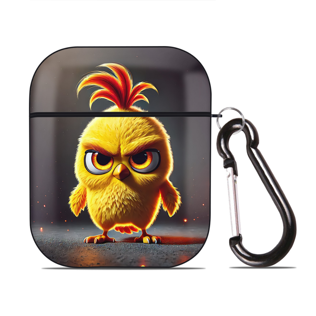 （画像用） Angry Birds アングリーバード AirPods 第2世代保護ケース ハードシェル ブラック 耐衝撃・防指紋・カラビナ付き