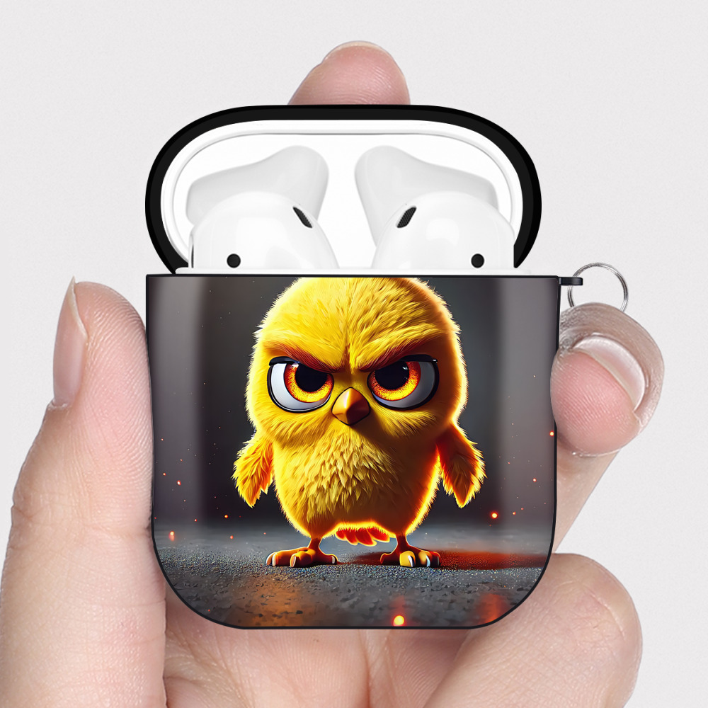 （画像用） Angry Birds アングリーバード AirPods 第2世代保護ケース ハードシェル ブラック 耐衝撃・防指紋・カラビナ付き