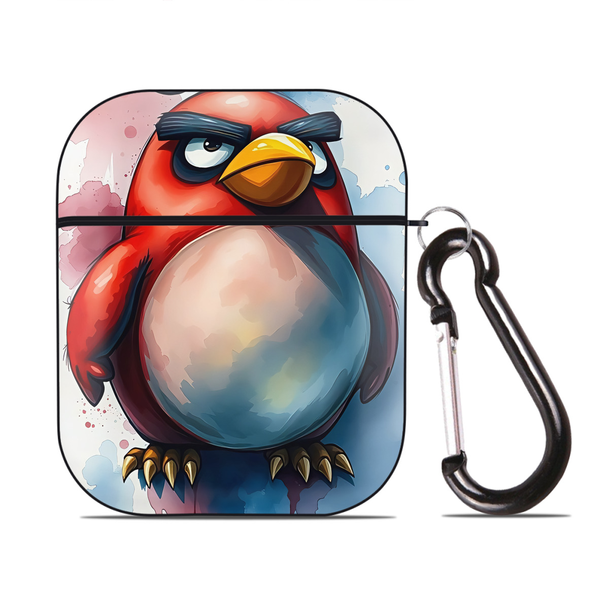（画像用） Angry Birds アングリーバード AirPods 第2世代保護ケース ハードシェル ブラック 耐衝撃・防指紋・カラビナ付き