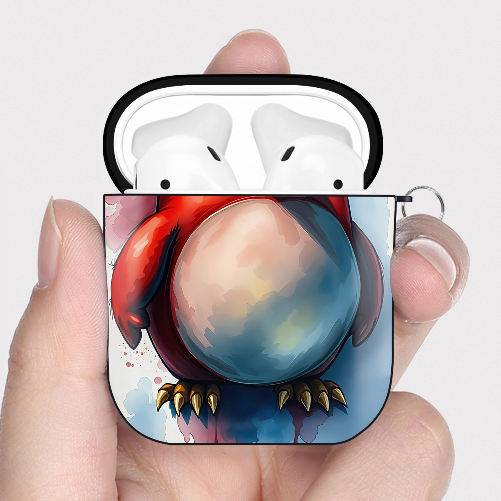 （画像用） Angry Birds アングリーバード AirPods 第2世代保護ケース ハードシェル ブラック 耐衝撃・防指紋・カラビナ付き