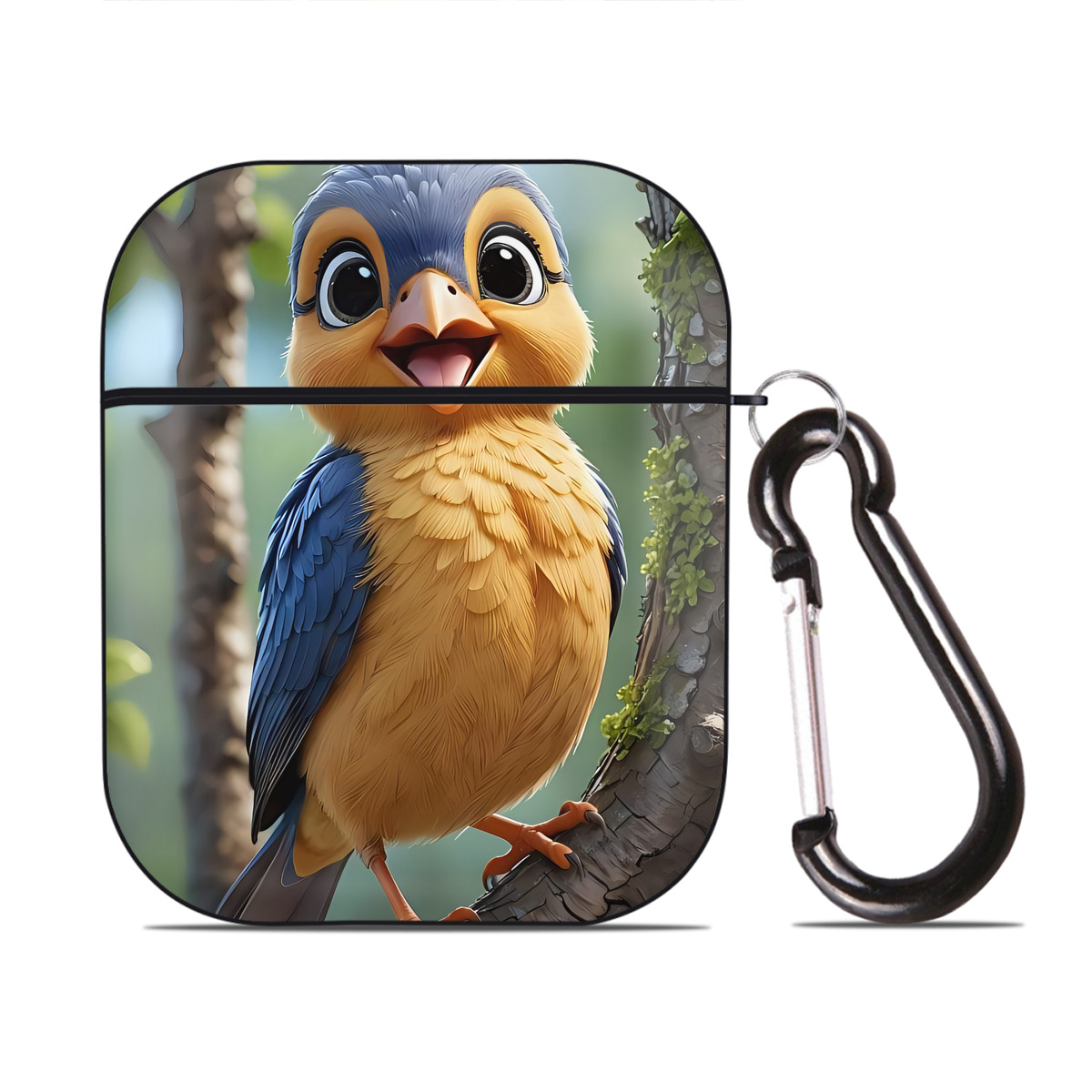 （画像用） Angry Birds アングリーバード AirPods 第2世代保護ケース ハードシェル ブラック 耐衝撃・防指紋・カラビナ付き