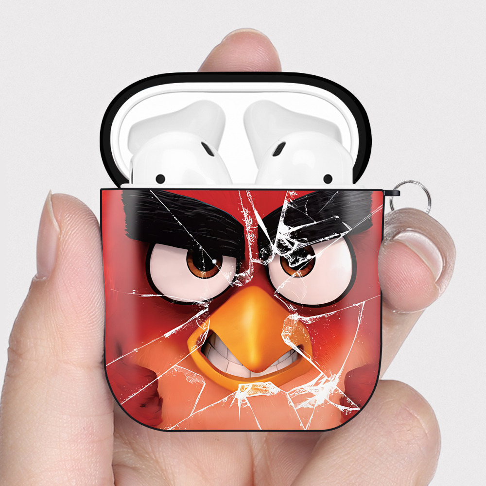 （画像用） Angry Birds アングリーバード AirPods 第2世代保護ケース ハードシェル ブラック 耐衝撃・防指紋・カラビナ付き