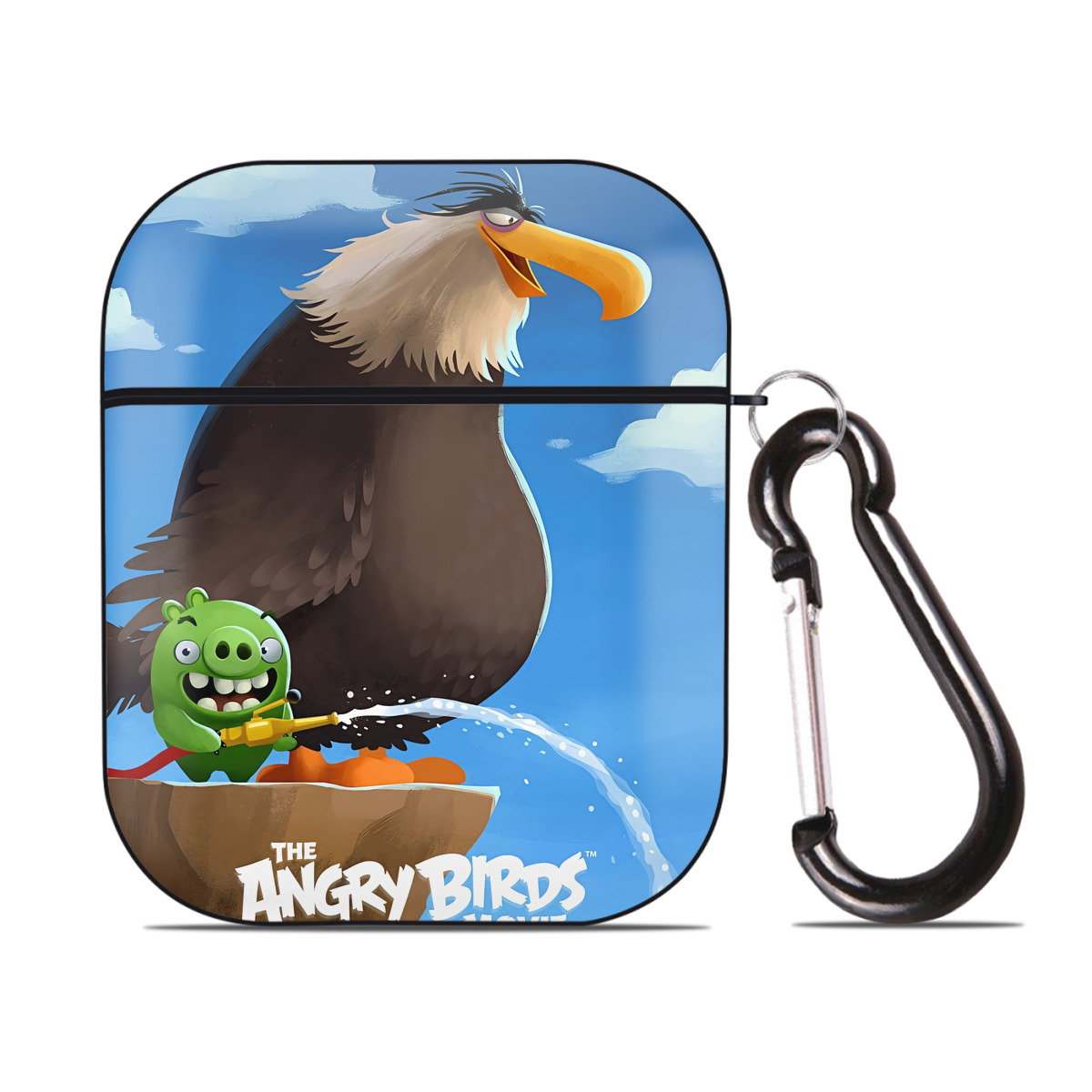 （画像用） Angry Birds アングリーバード AirPods 第2世代保護ケース ハードシェル ブラック 耐衝撃・防指紋・カラビナ付き