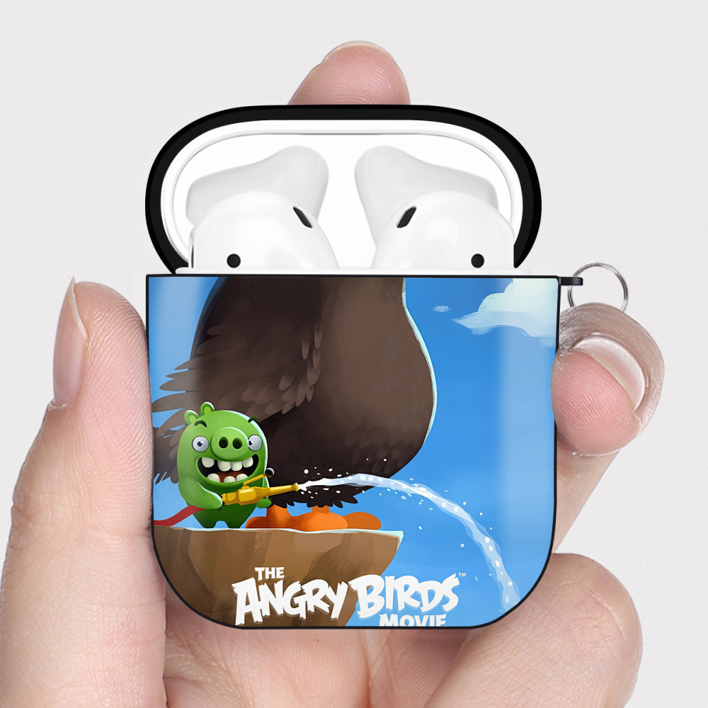 （画像用） Angry Birds アングリーバード AirPods 第2世代保護ケース ハードシェル ブラック 耐衝撃・防指紋・カラビナ付き