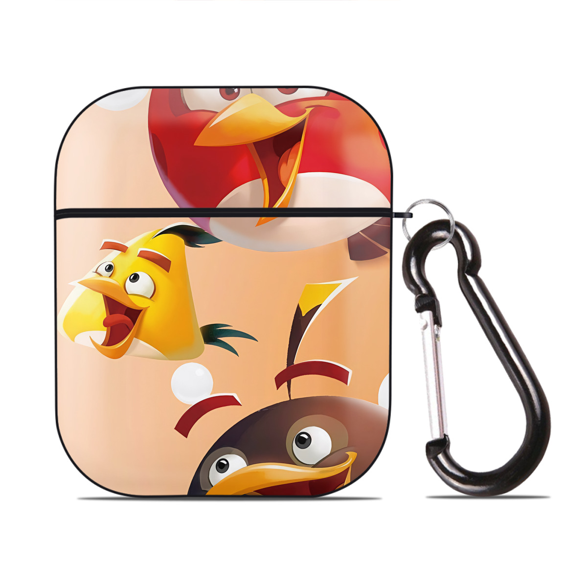 （画像用） Angry Birds アングリーバード AirPods 第2世代保護ケース ハードシェル ブラック 耐衝撃・防指紋・カラビナ付き