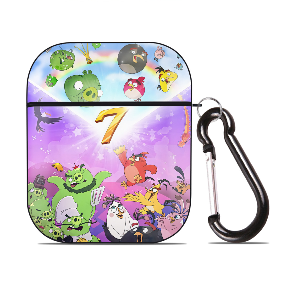（画像用） Angry Birds アングリーバード AirPods 第2世代保護ケース ハードシェル ブラック 耐衝撃・防指紋・カラビナ付き
