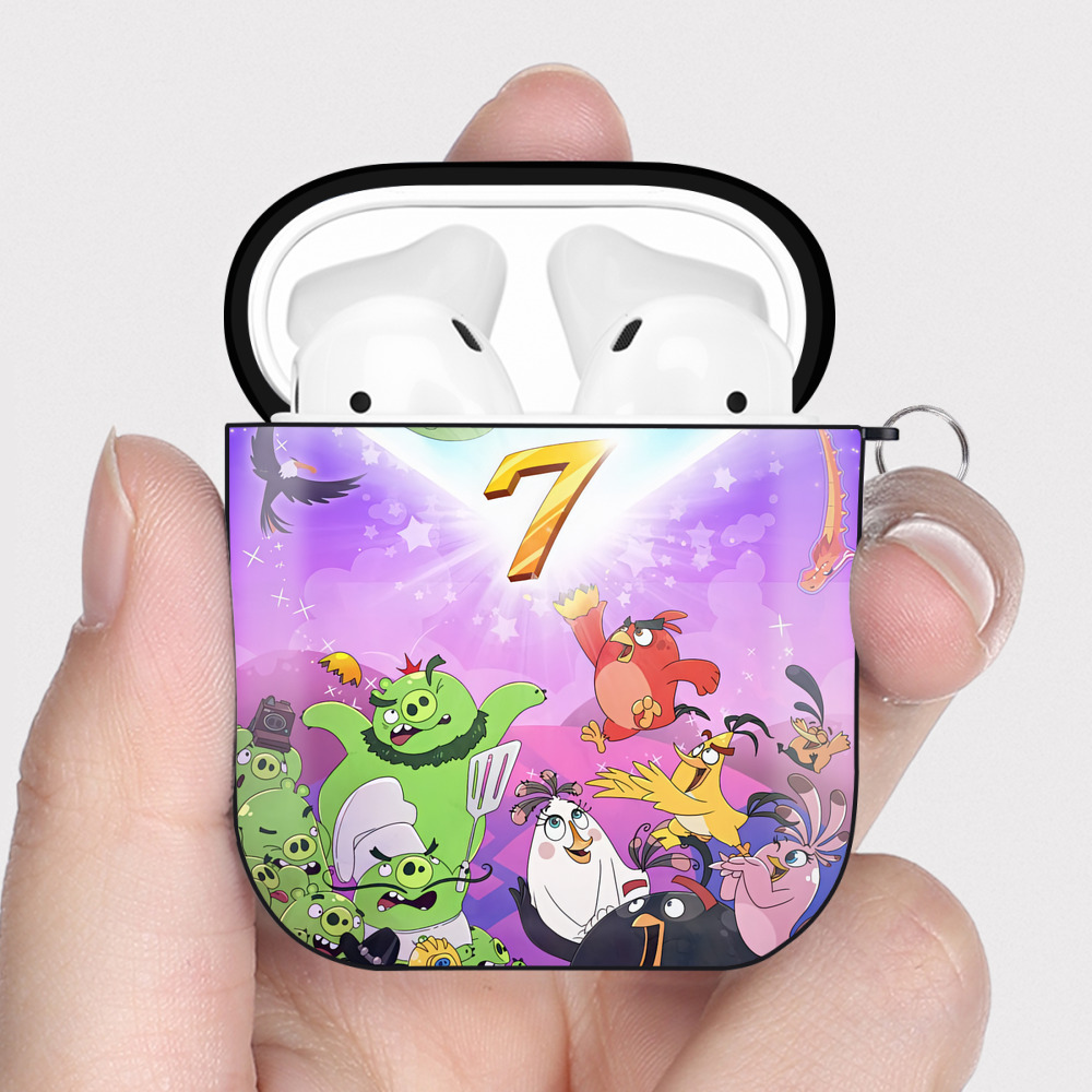 （画像用） Angry Birds アングリーバード AirPods 第2世代保護ケース ハードシェル ブラック 耐衝撃・防指紋・カラビナ付き