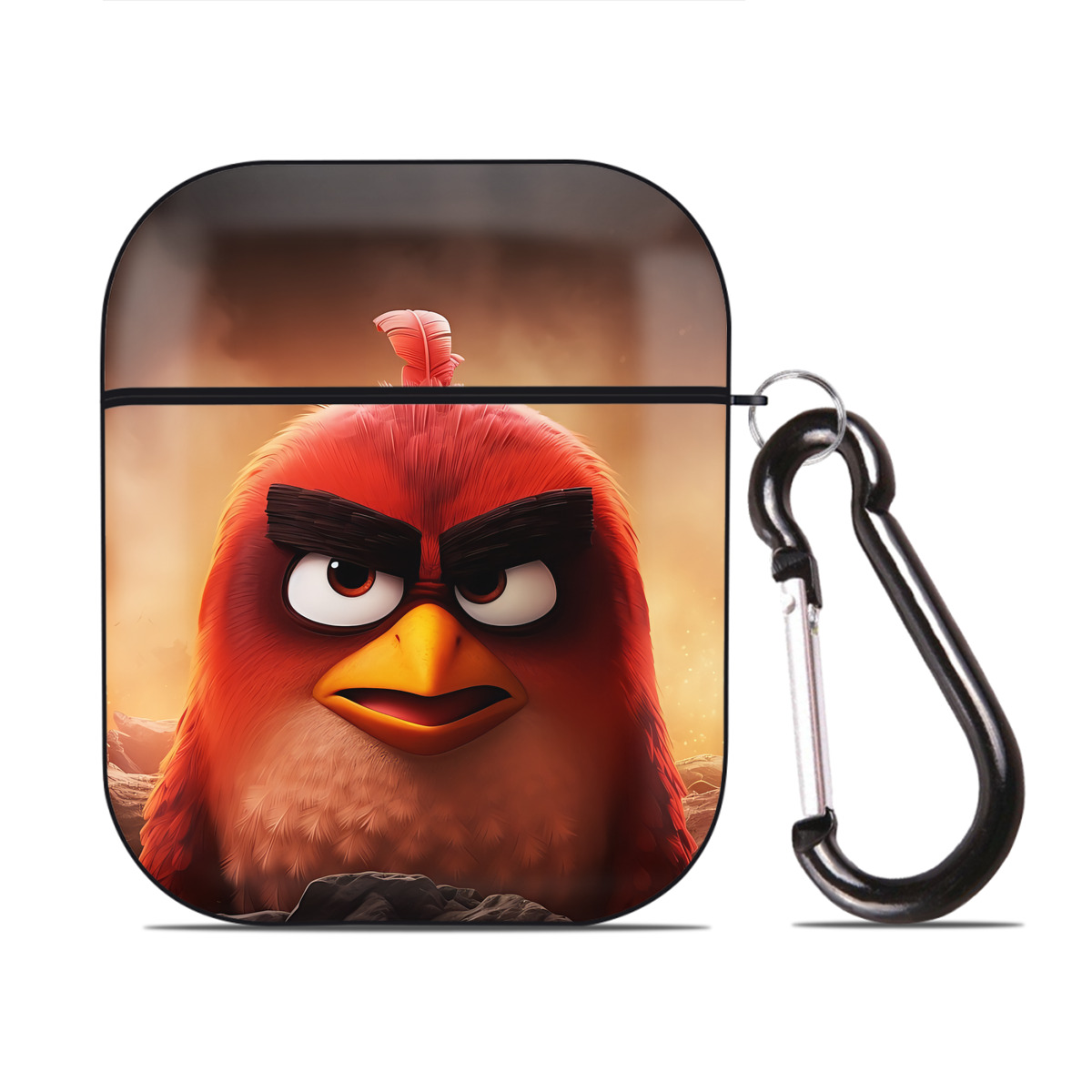 （画像用） Angry Birds アングリーバード AirPods 第2世代保護ケース ハードシェル ブラック 耐衝撃・防指紋・カラビナ付き