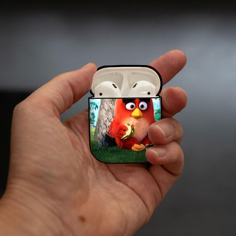 Angry Birds アングリーバード AirPods 第2世代保護ケース ハードシェル ブラック 耐衝撃・防指紋・カラビナ付き
