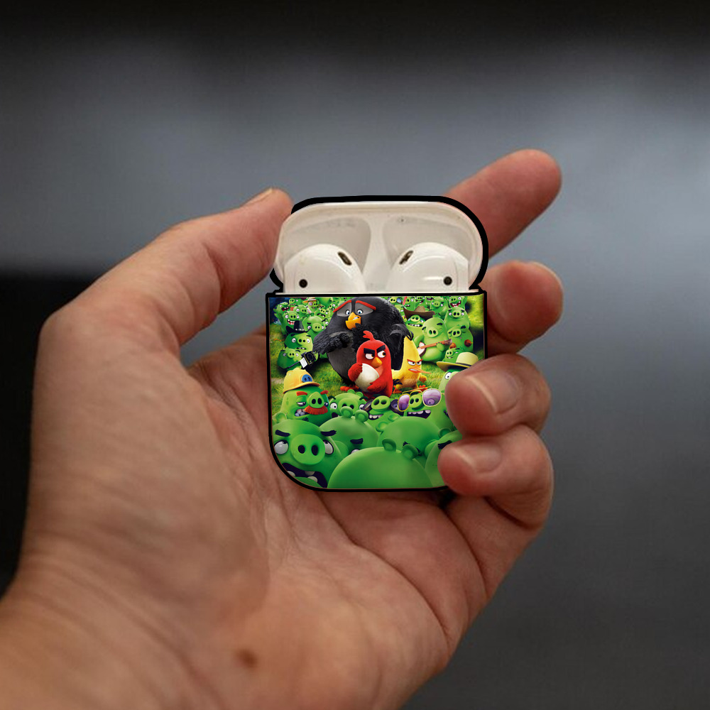 Angry Birds アングリーバード AirPods 第2世代保護ケース ハードシェル ブラック 耐衝撃・防指紋・カラビナ付き