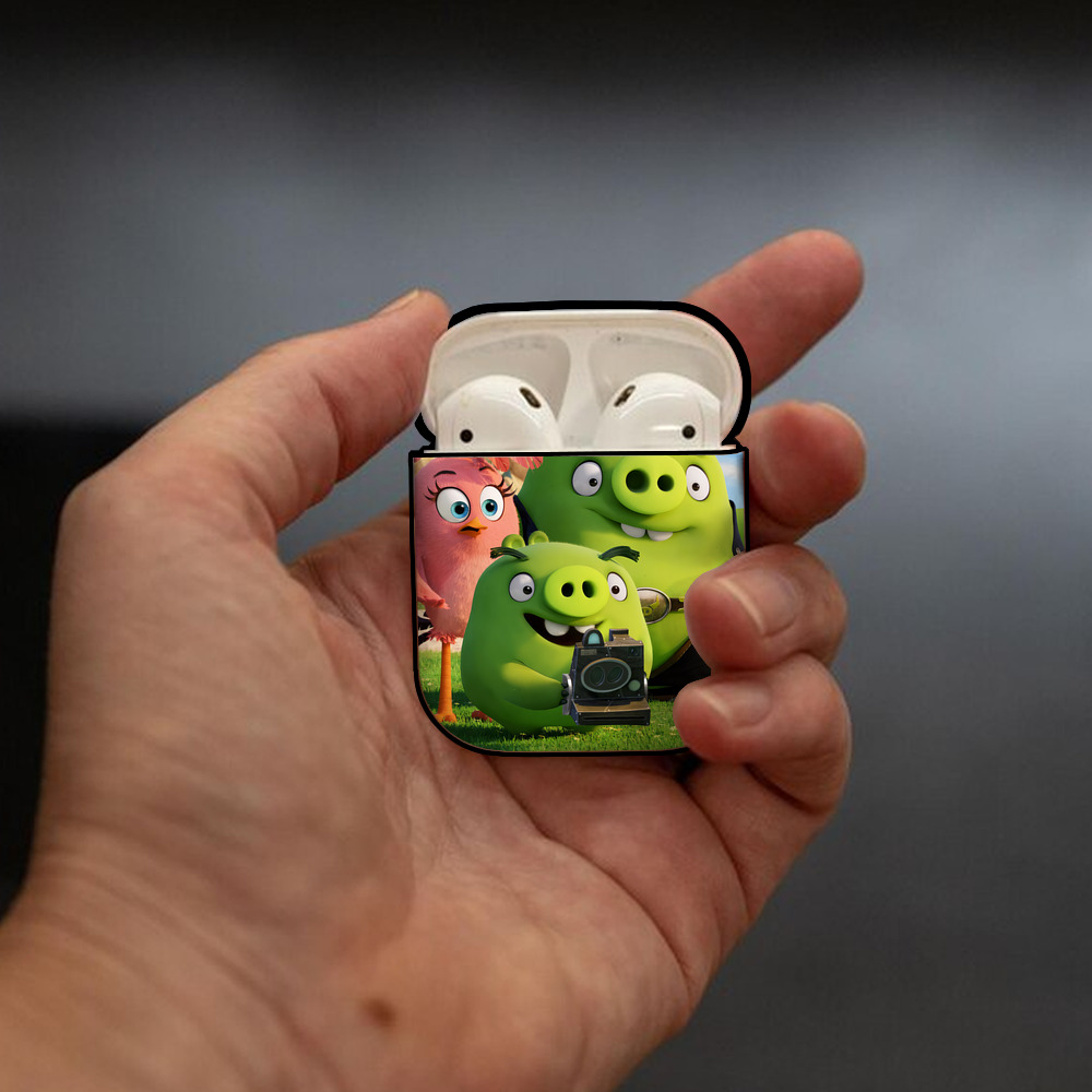 Angry Birds アングリーバード AirPods 第2世代保護ケース ハードシェル ブラック 耐衝撃・防指紋・カラビナ付き