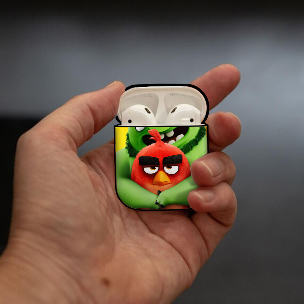 Angry Birds アングリーバード AirPods 第2世代保護ケース ハードシェル ブラック 耐衝撃・防指紋・カラビナ付き
