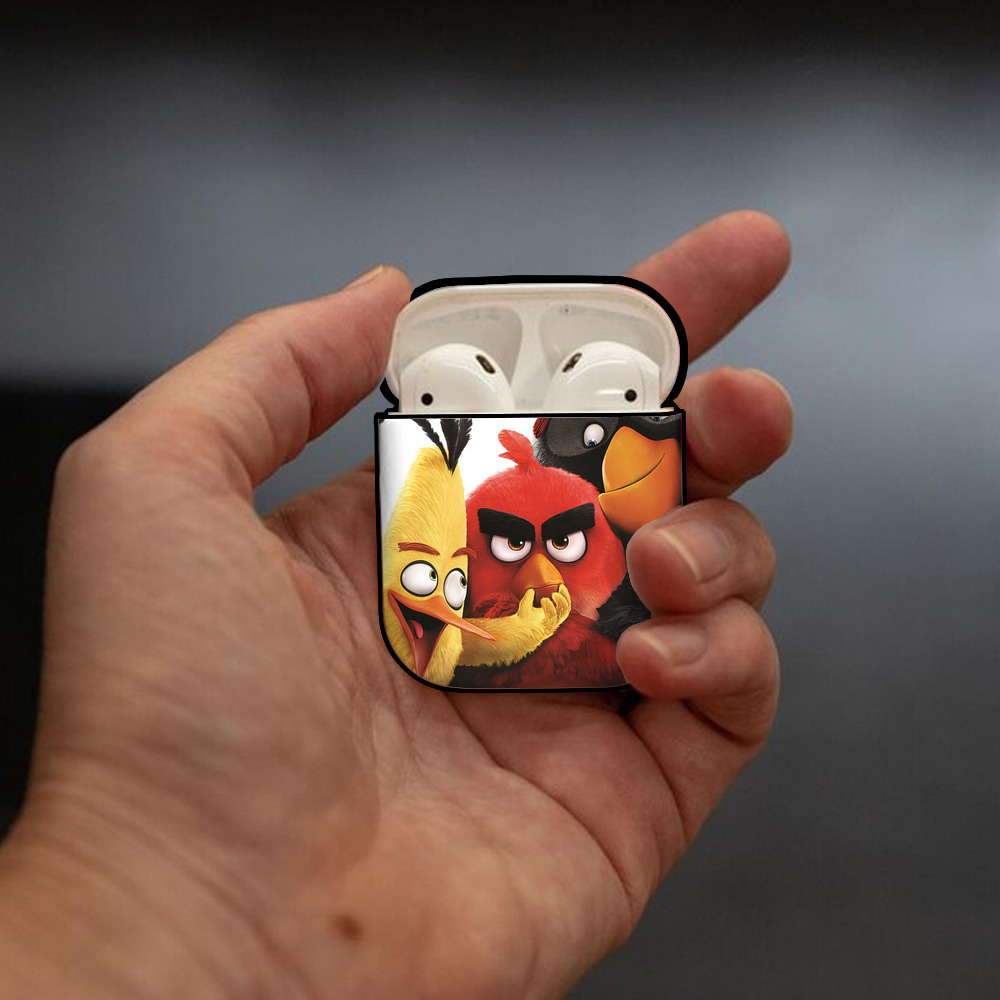 Angry Birds アングリーバード AirPods 第2世代保護ケース ハードシェル ブラック 耐衝撃・防指紋・カラビナ付き