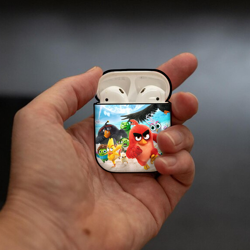 Angry Birds アングリーバード AirPods 第2世代保護ケース ハードシェル ブラック 耐衝撃・防指紋・カラビナ付き