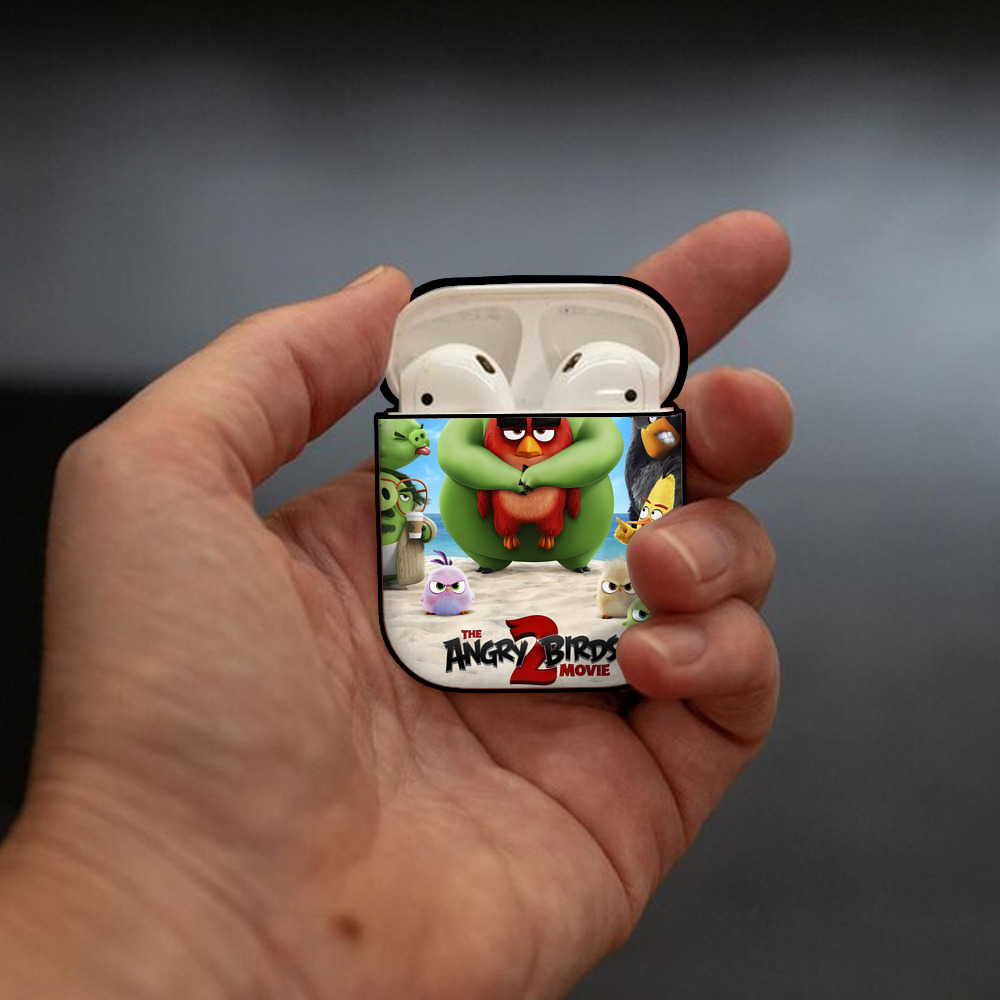 Angry Birds アングリーバード AirPods 第2世代保護ケース ハードシェル ブラック 耐衝撃・防指紋・カラビナ付き
