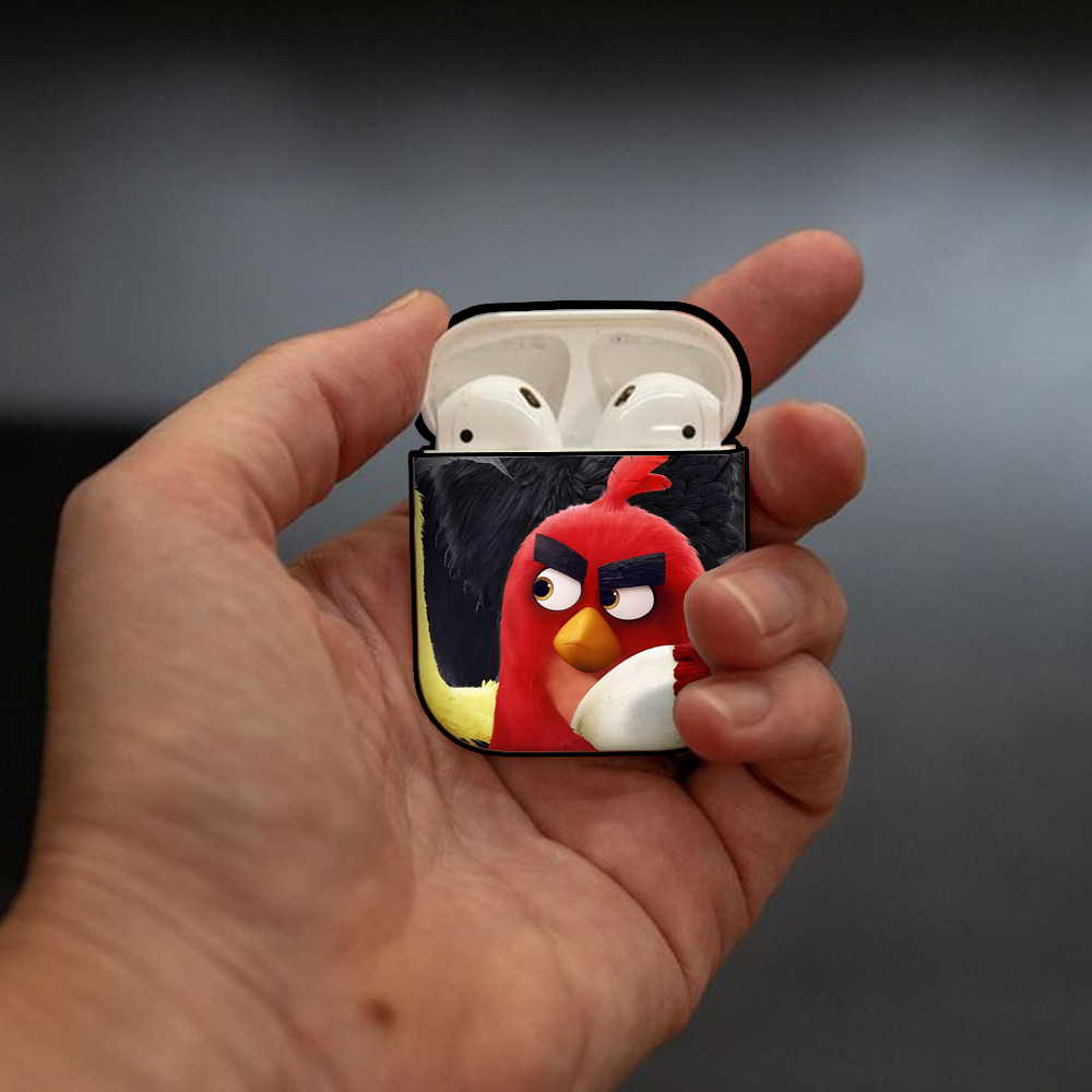 Angry Birds アングリーバード AirPods 第2世代保護ケース ハードシェル ブラック 耐衝撃・防指紋・カラビナ付き