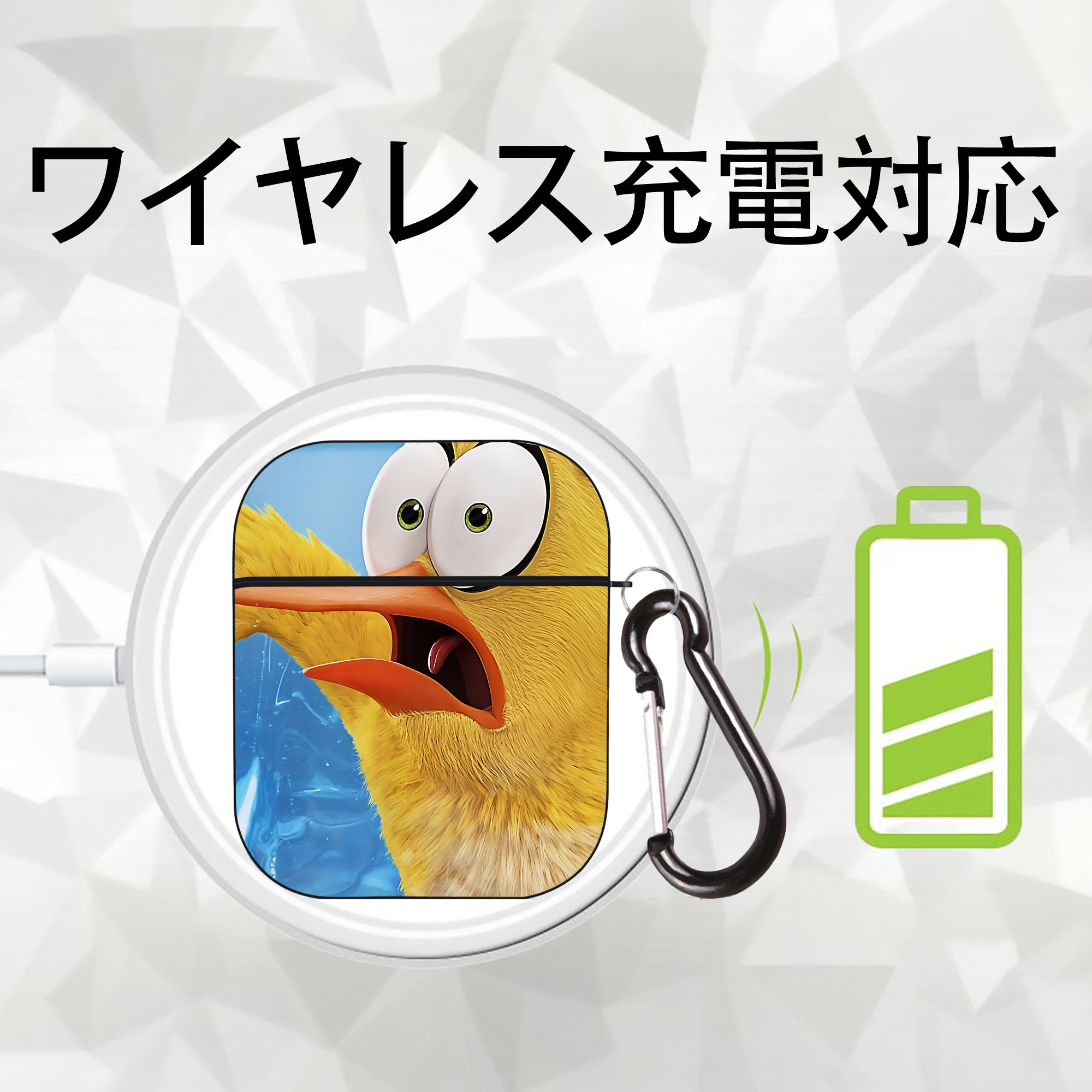 Angry Birds アングリーバード AirPods 第2世代保護ケース ハードシェル ブラック 耐衝撃・防指紋・カラビナ付き