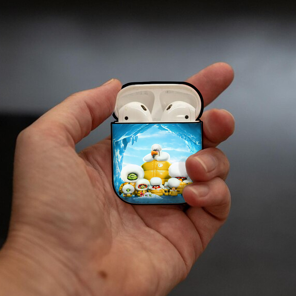 Angry Birds アングリーバード AirPods 第2世代保護ケース ハードシェル ブラック 耐衝撃・防指紋・カラビナ付き