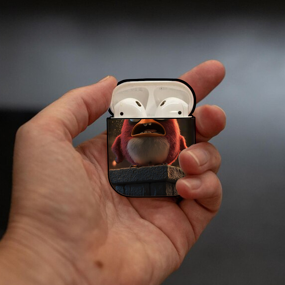 Angry Birds アングリーバード AirPods 第2世代保護ケース ハードシェル ブラック 耐衝撃・防指紋・カラビナ付き