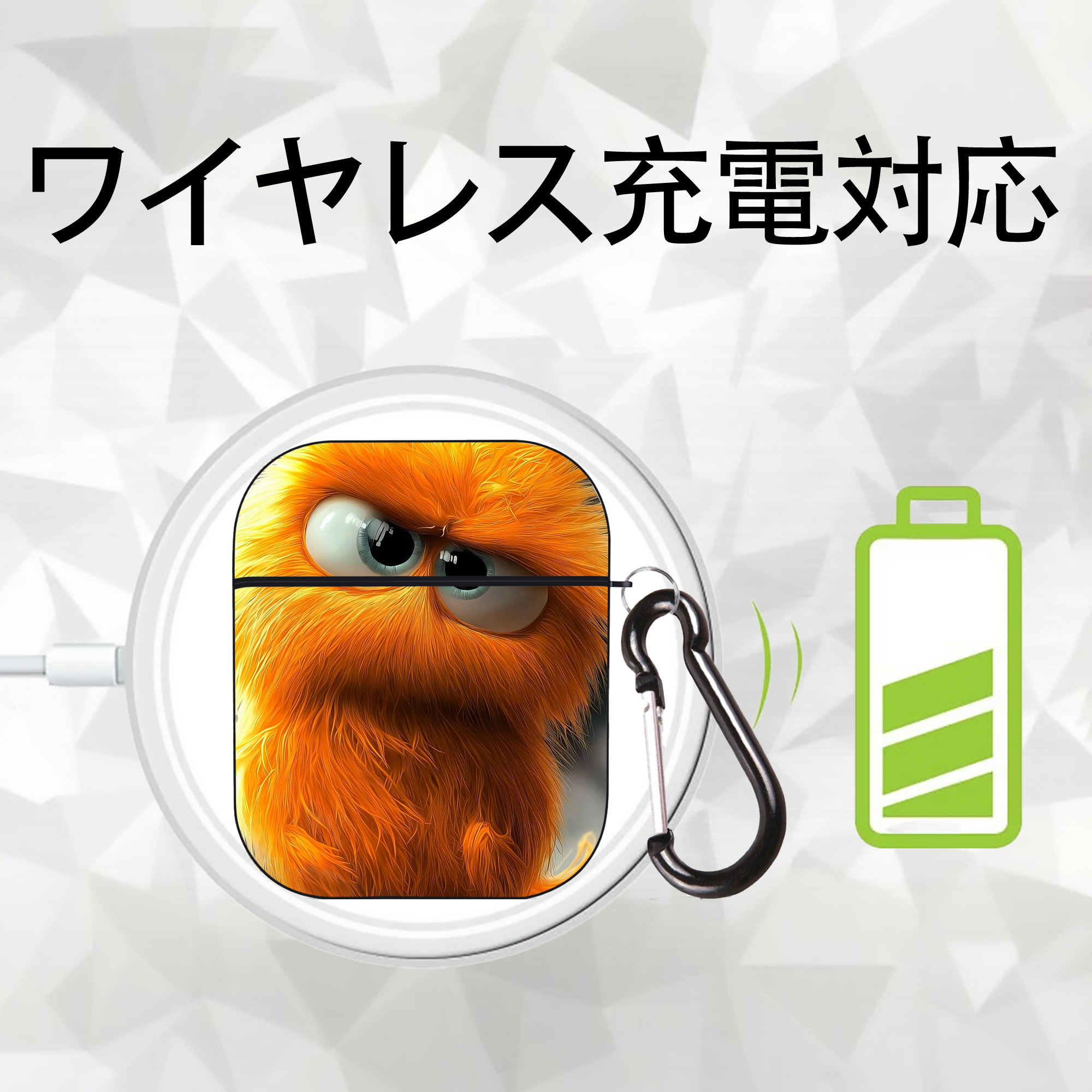Angry Birds アングリーバード AirPods 第2世代保護ケース ハードシェル ブラック 耐衝撃・防指紋・カラビナ付き