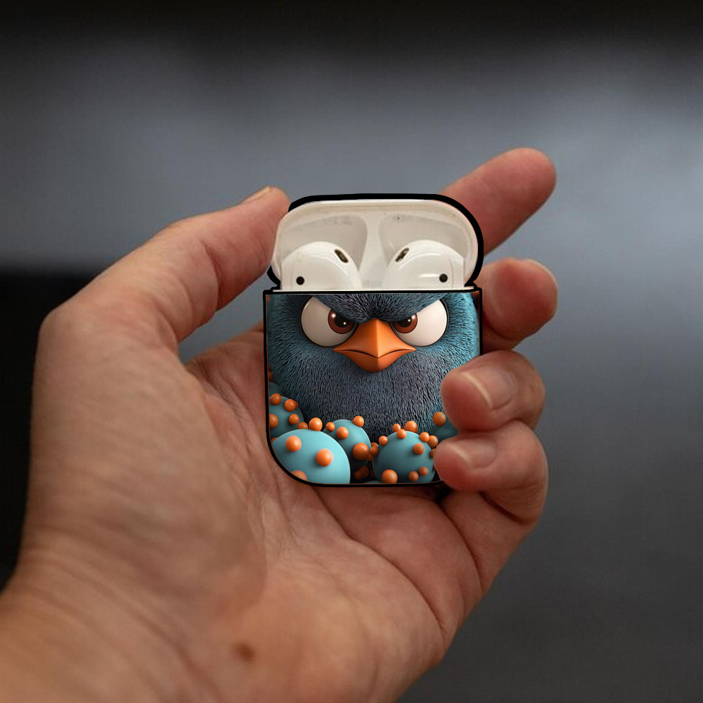 Angry Birds アングリーバード AirPods 第2世代保護ケース ハードシェル ブラック 耐衝撃・防指紋・カラビナ付き