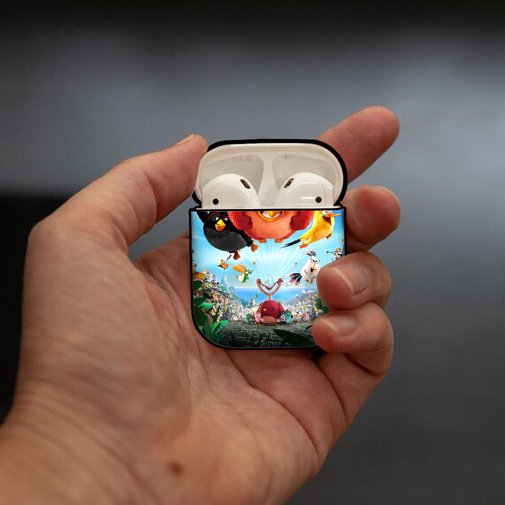 Angry Birds アングリーバード AirPods 第2世代保護ケース ハードシェル ブラック 耐衝撃・防指紋・カラビナ付き