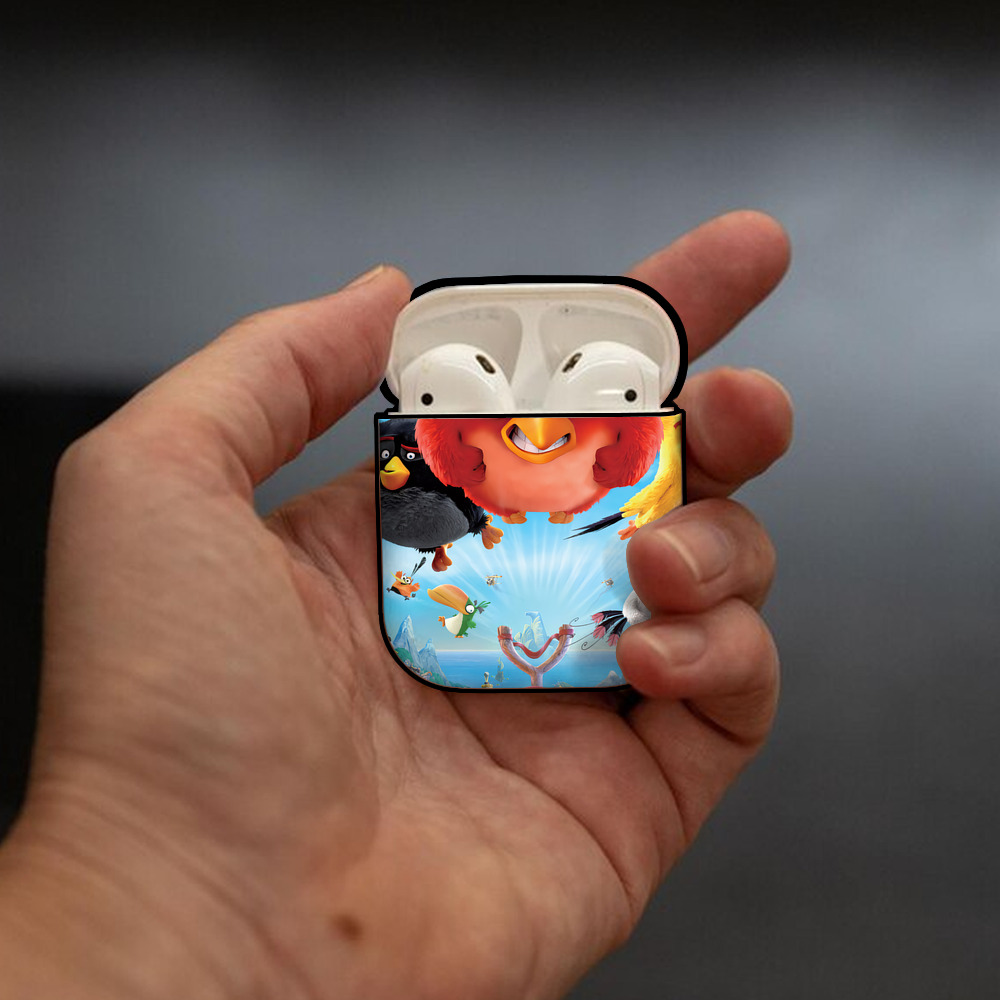 Angry Birds アングリーバード AirPods 第2世代保護ケース ハードシェル ブラック 耐衝撃・防指紋・カラビナ付き
