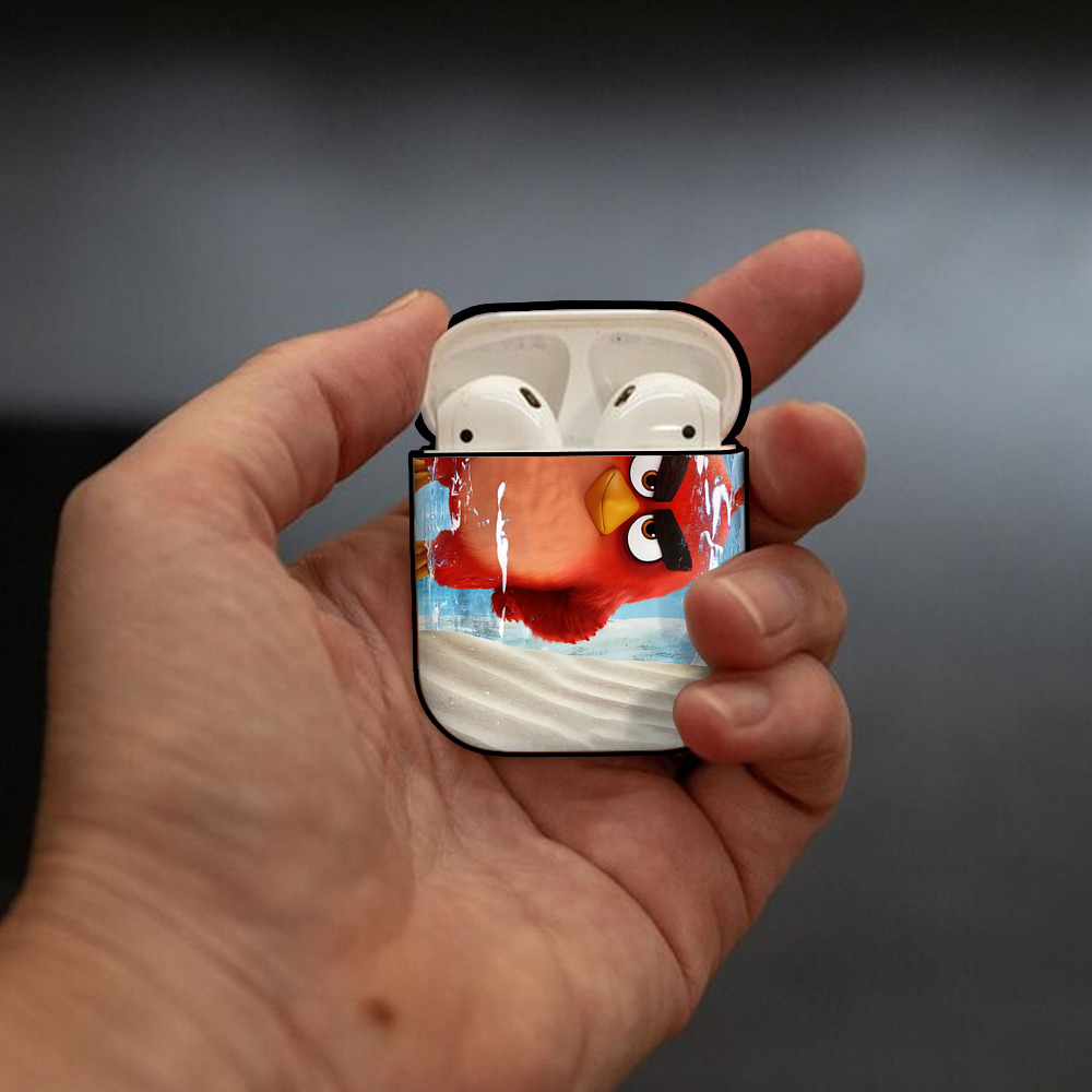 Angry Birds アングリーバード AirPods 第2世代保護ケース ハードシェル ブラック 耐衝撃・防指紋・カラビナ付き