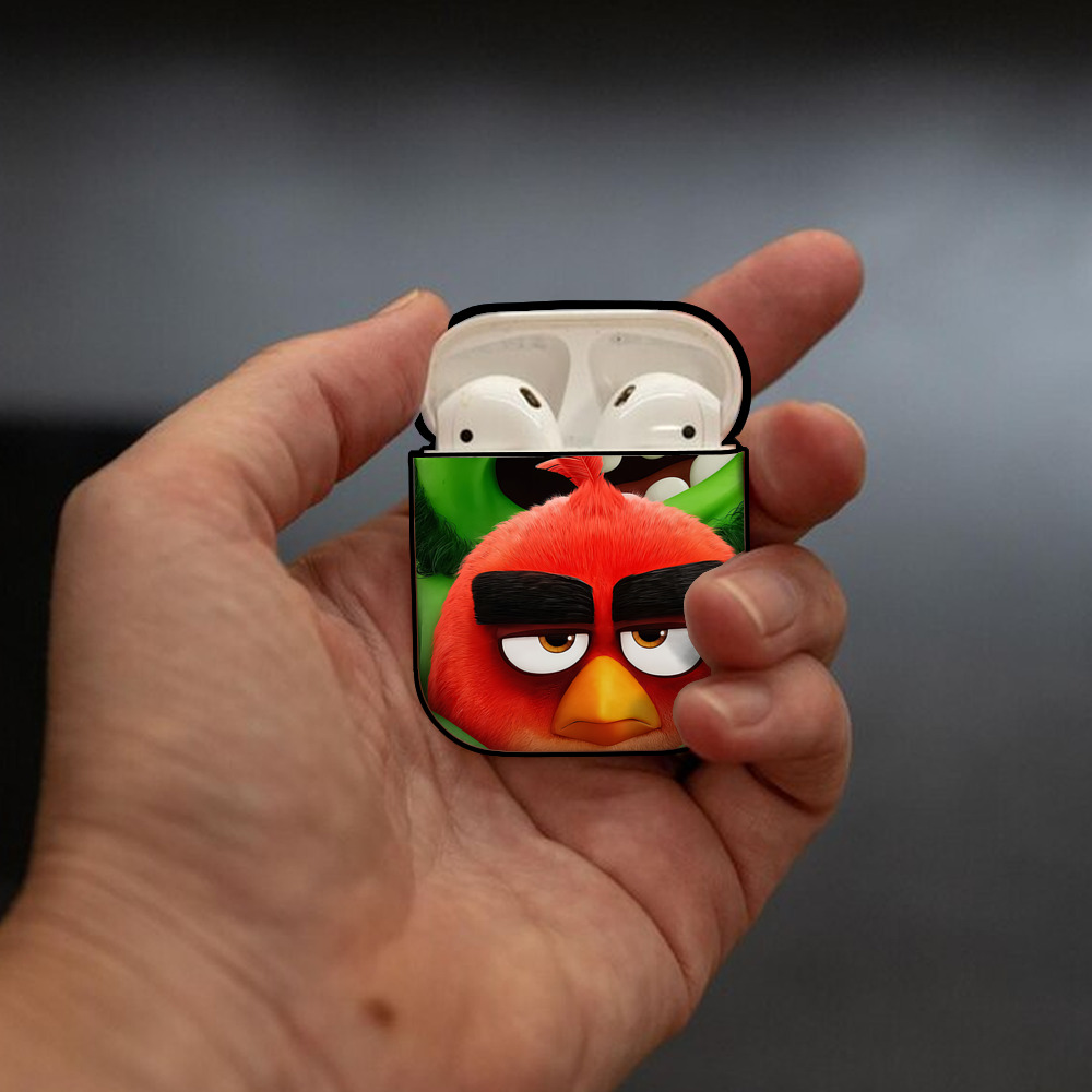 Angry Birds アングリーバード AirPods 第2世代保護ケース ハードシェル ブラック 耐衝撃・防指紋・カラビナ付き