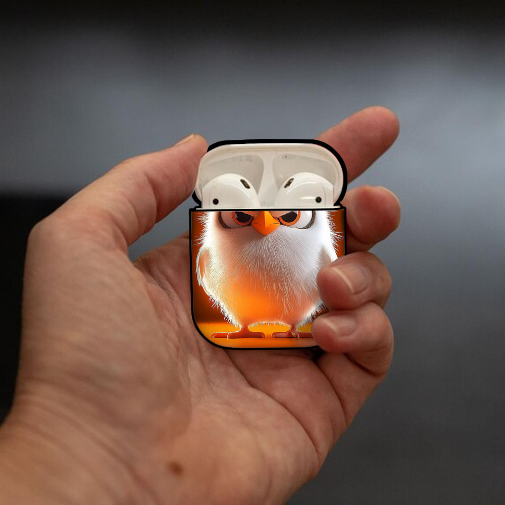 Angry Birds アングリーバード AirPods 第2世代保護ケース ハードシェル ブラック 耐衝撃・防指紋・カラビナ付き