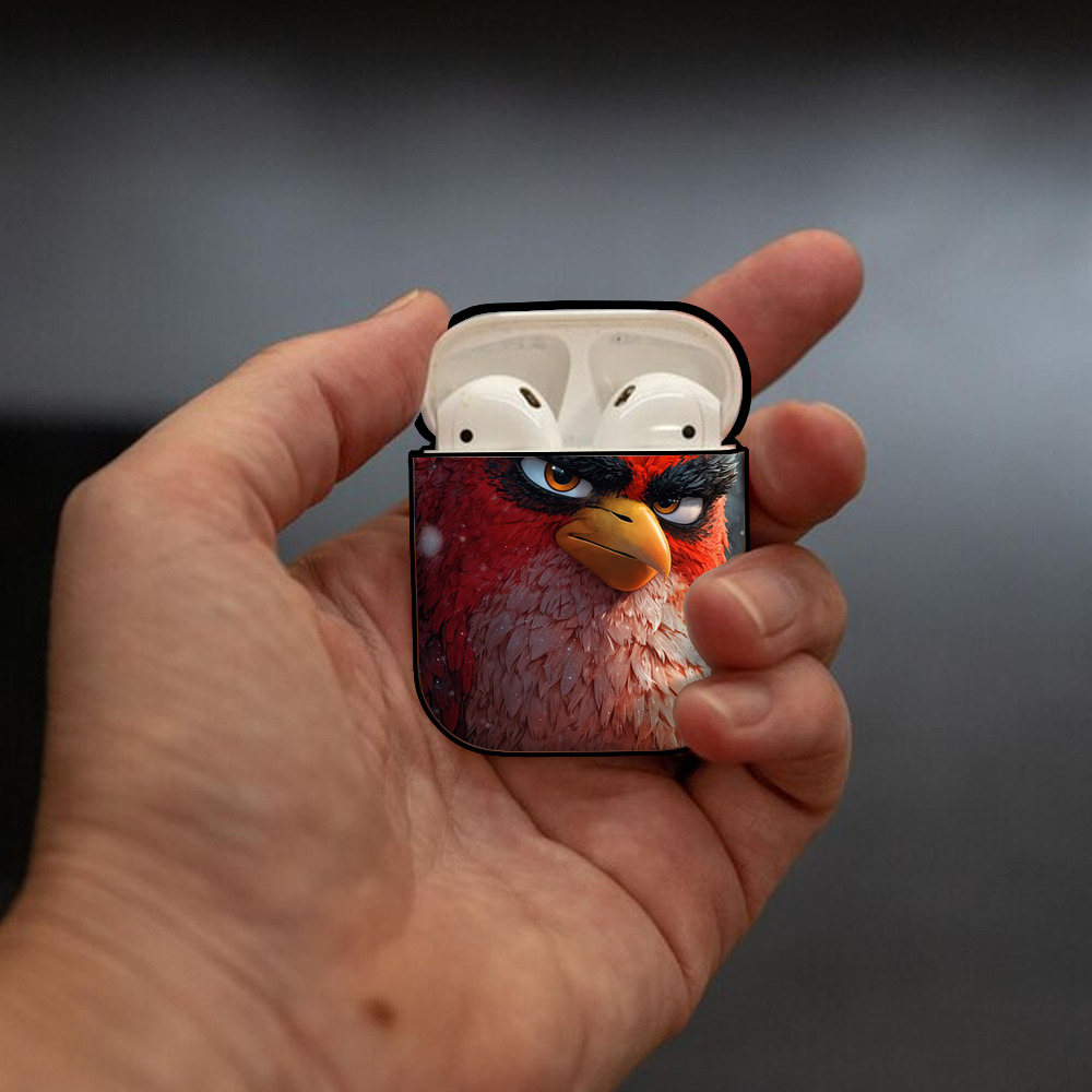 Angry Birds アングリーバード AirPods 第2世代保護ケース ハードシェル ブラック 耐衝撃・防指紋・カラビナ付き
